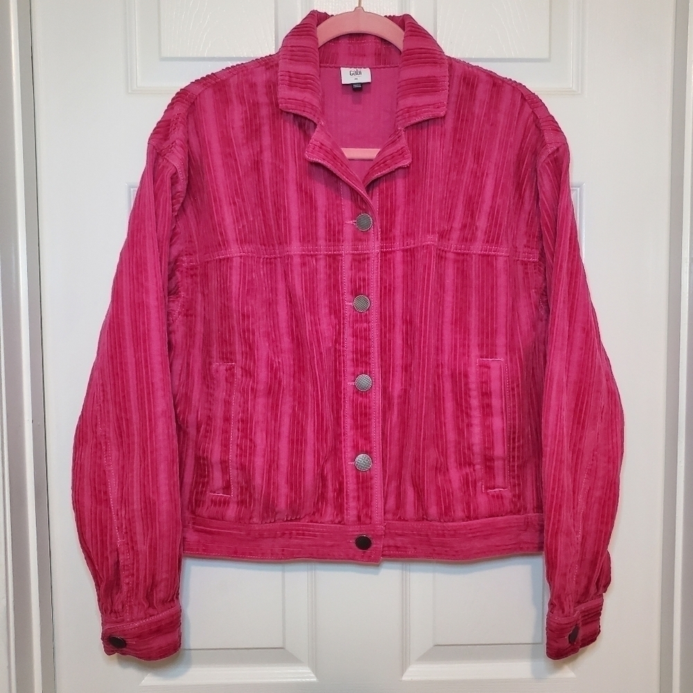 Cabi Cheeky Topper Pink Corduroy Button Front Jacket Style 4124 Sz M